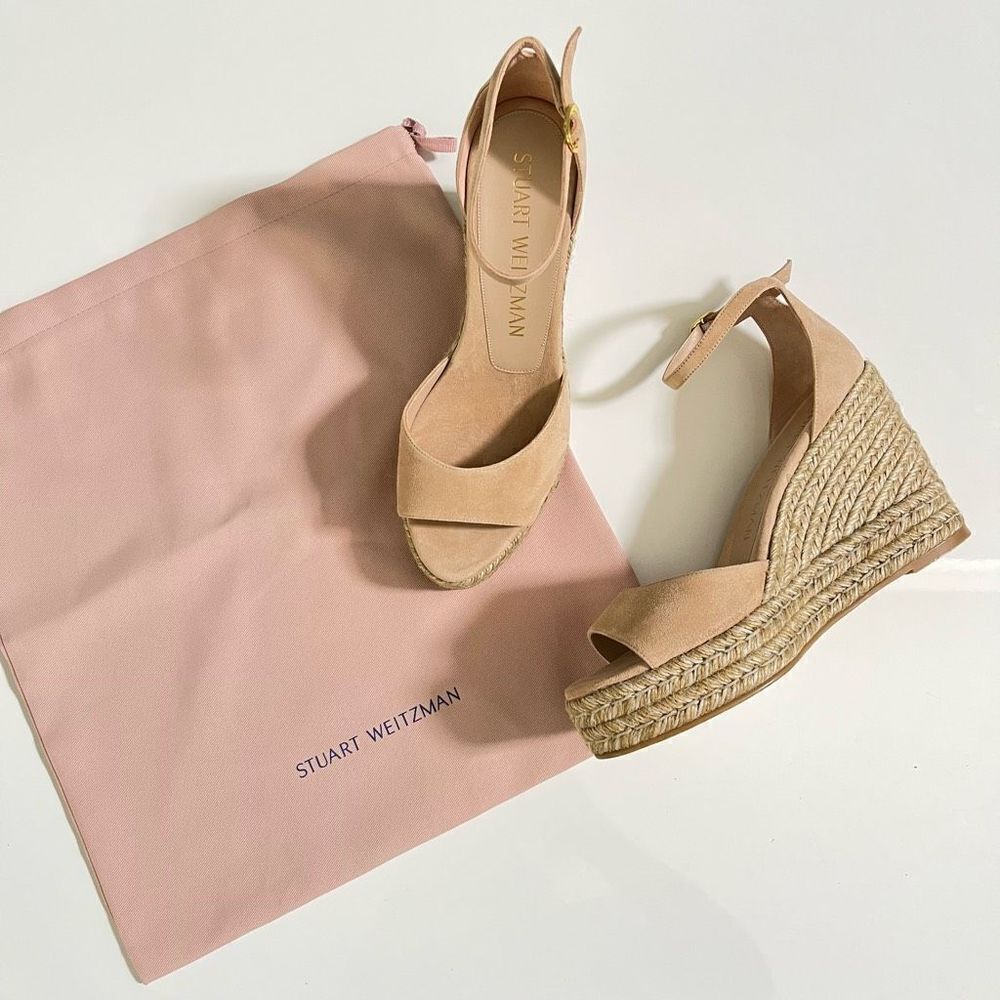 stuart weitzman‎ nudist curve espadrille wedges suede